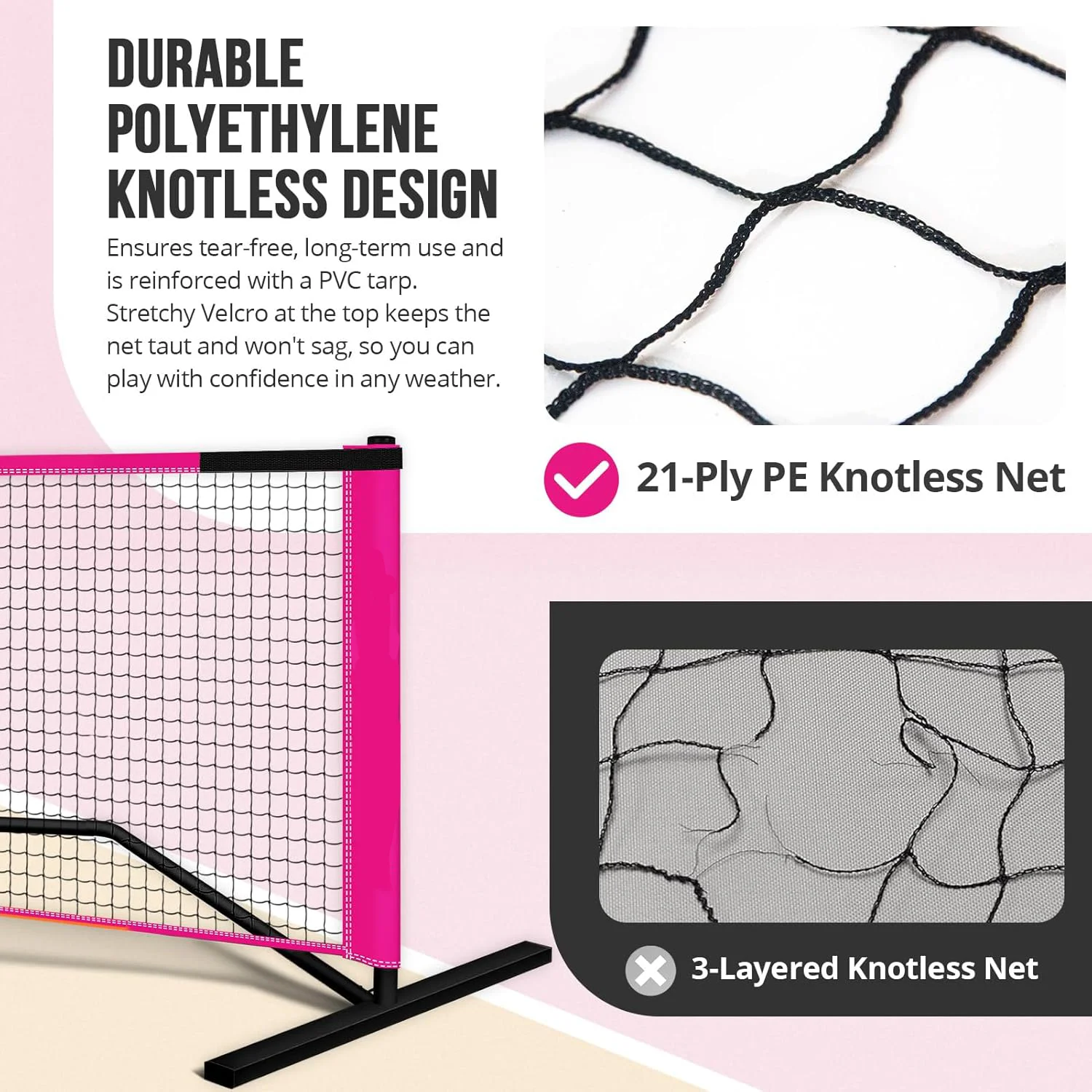 Pickleball Net Training Portable Regulation Height 34-inch Steel Frame Oxford Fabric Carry Bag Quick Setup Badminton Nets