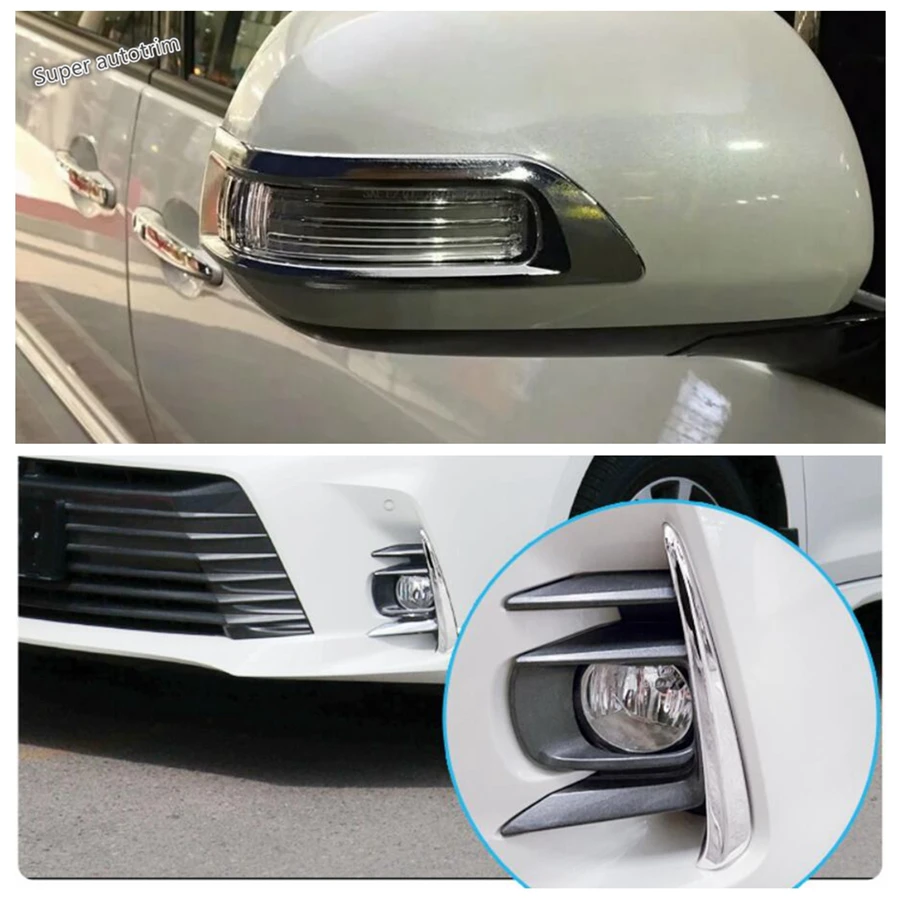 

Chrome Front Fog Lights Lamps Eyelid Eyebrow / Rearview Mirror Rubbing Strip Cover Trim For Toyota Sienna XL30 2018 2019 2020