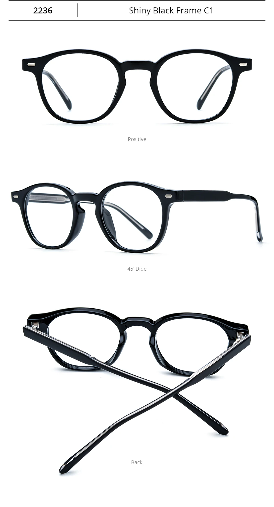NIANZHEN TR90 Brillengestell Herren Quadratisches Markendesign Brillen Damen Retro Vintage Brillen Ultraleichte Japanische Brillen 2236 – Detail 7