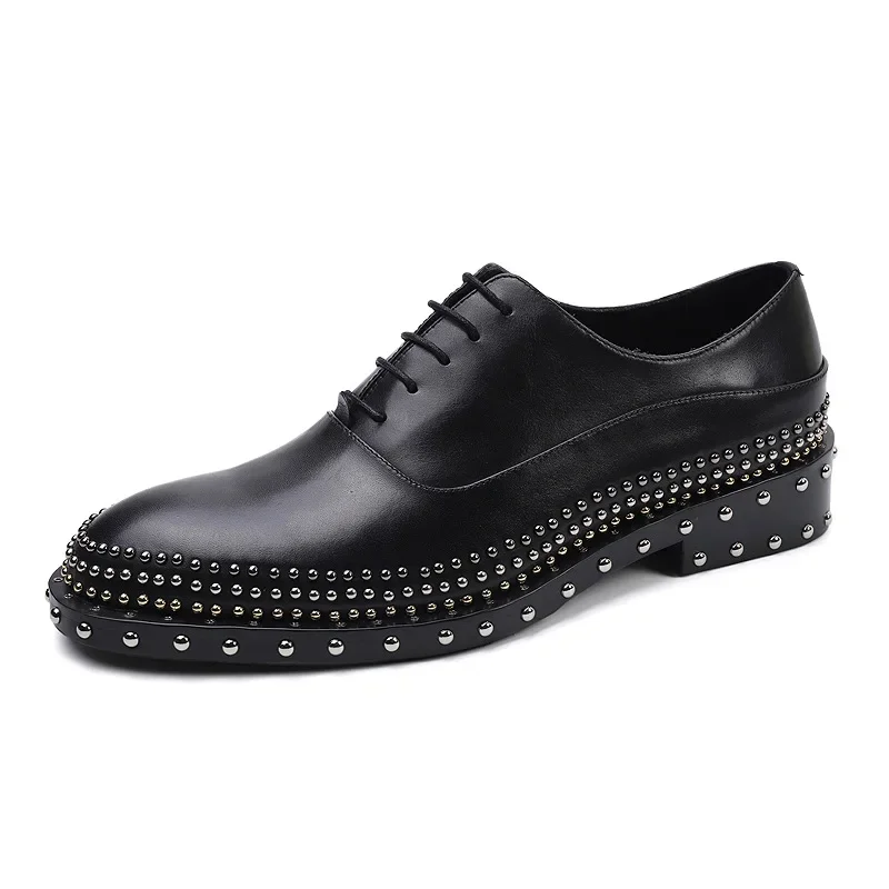 Riveted Oxford Shoes Gentlemen's Top Layer Cow Men's Fashion Business Dress Leather Shoes