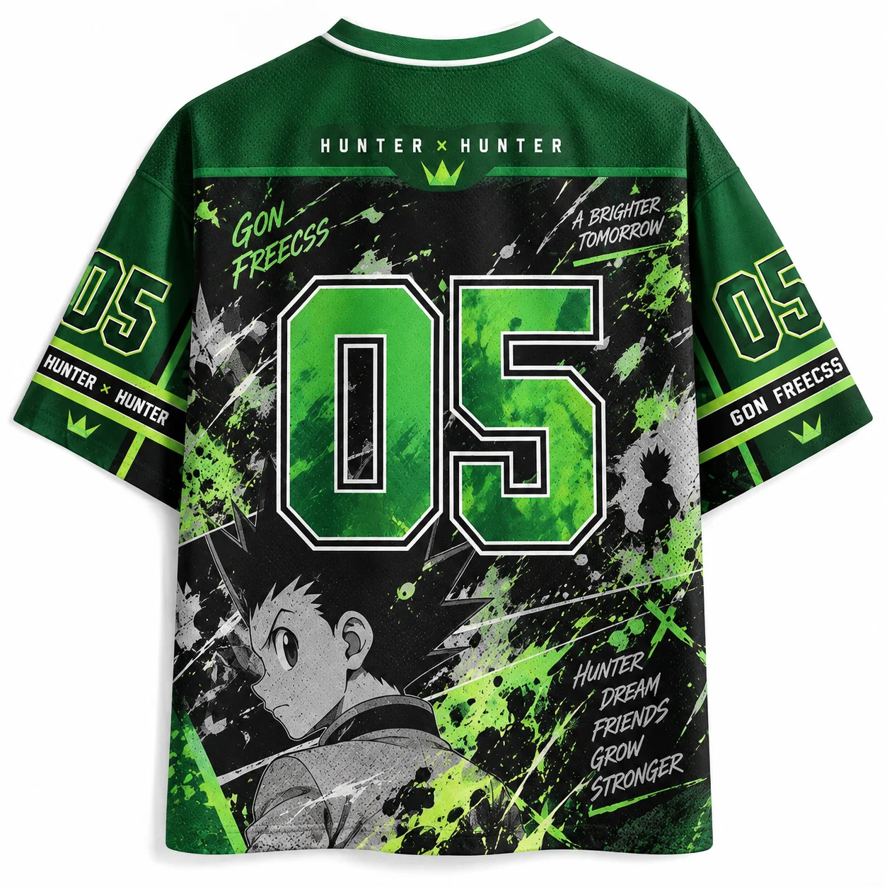 Full Time Hunter Jay Rich No.05 Mesh Shirt for Men and Women, Short Sleeved Full Print Anime Street Hip Hop Loose Cosplay Top