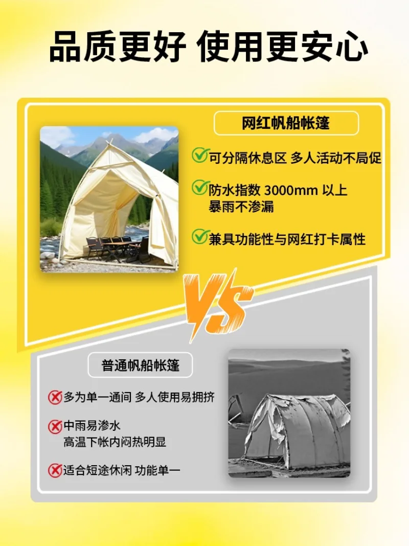 Outdoor sailing tent rainproof barbecue catering scenic rooftop bed and breakfast camping hut bar hotel hot pot sun protection