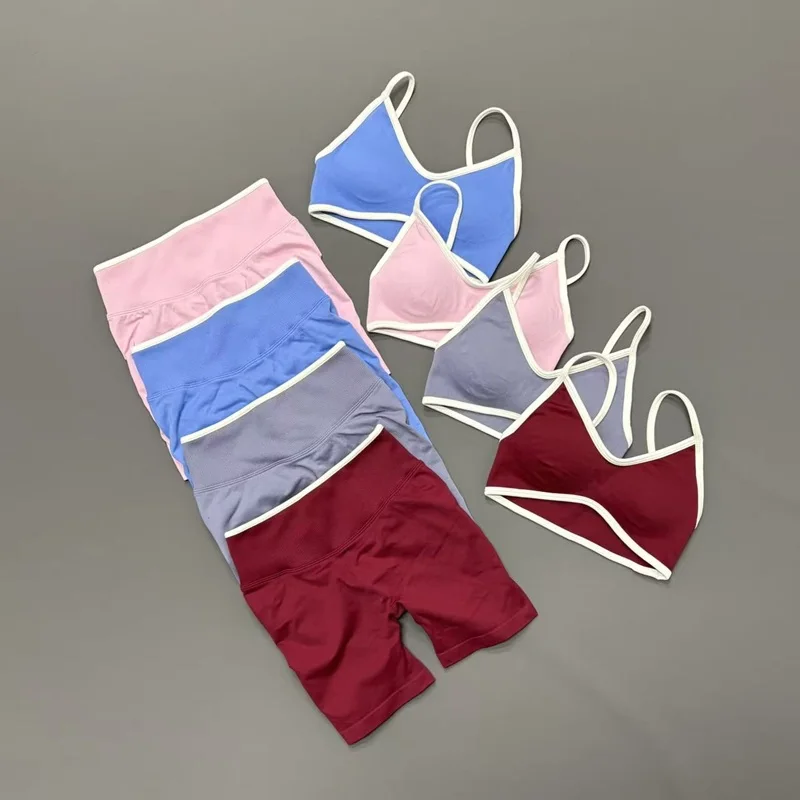 Conjunto Deportivo de 2 Piezas para Mujer, Shorts con Efecto Levanta Glúteos, Bra Deportivo de Alta Elasticidad para Gimnasio, Entrenamiento, Running, Ciclismo