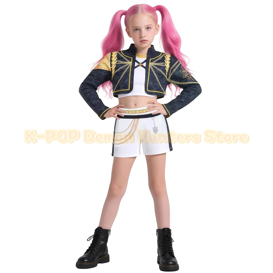 Stroje K-Pop Demon Hunters dla dziewcząt, przebrania na Halloween, cosplay piosenkarki pop Rumi, Zoey, Mira, odzież dziecięca, ubrania na karnawał, ubrania dla dzieci na imprezy.
