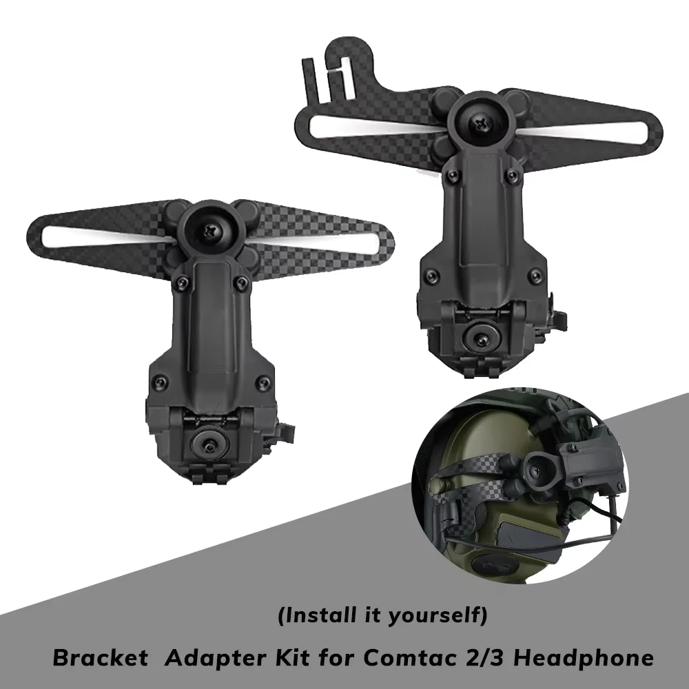 Tactical Bracket Adapter for COMTAC II III Noise Reduction Headphones for shooting Carbon Fiber Material