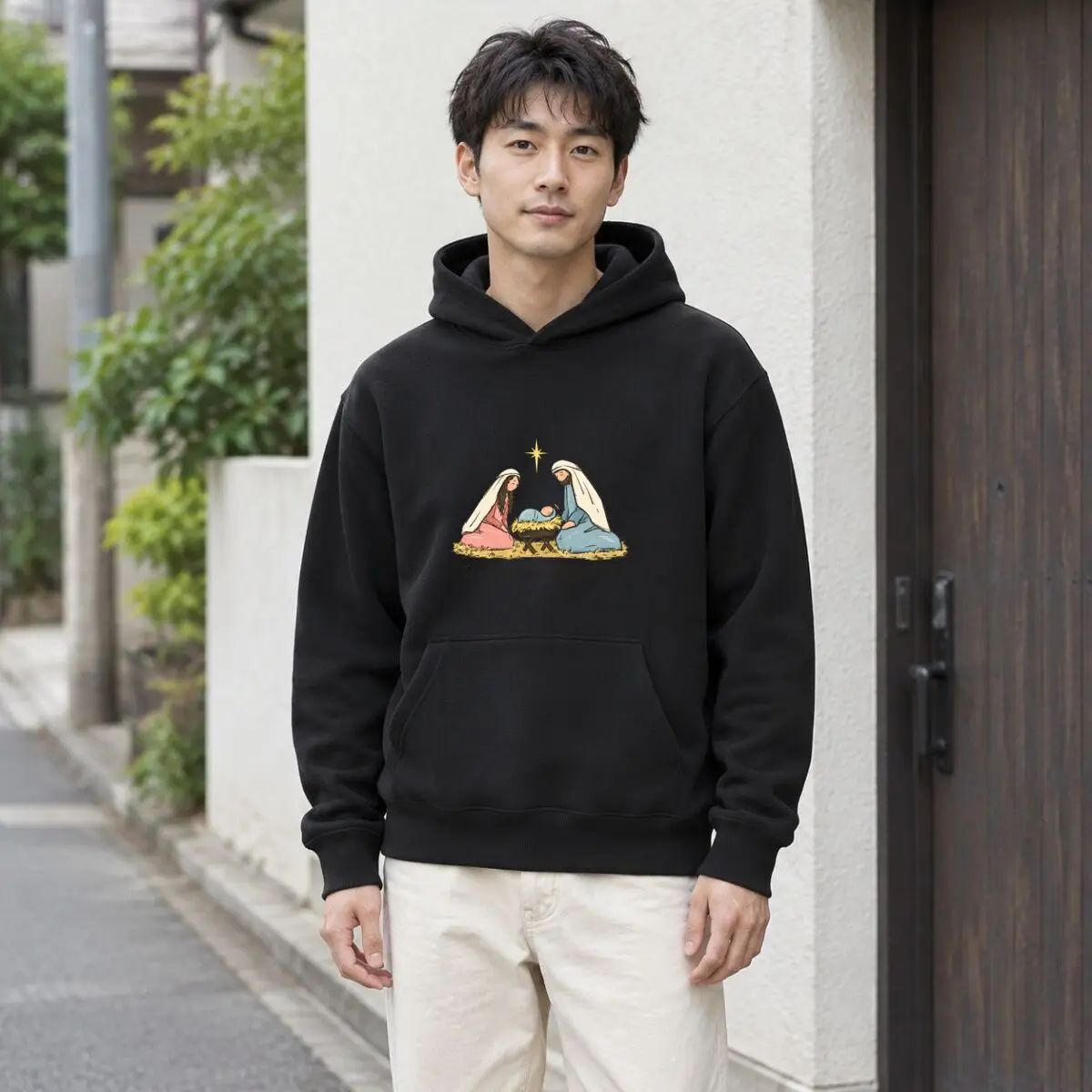 O Come Let Us Adore Him Nativity Scene Star Autumn and winter new men's and women's hooded sweatshirts