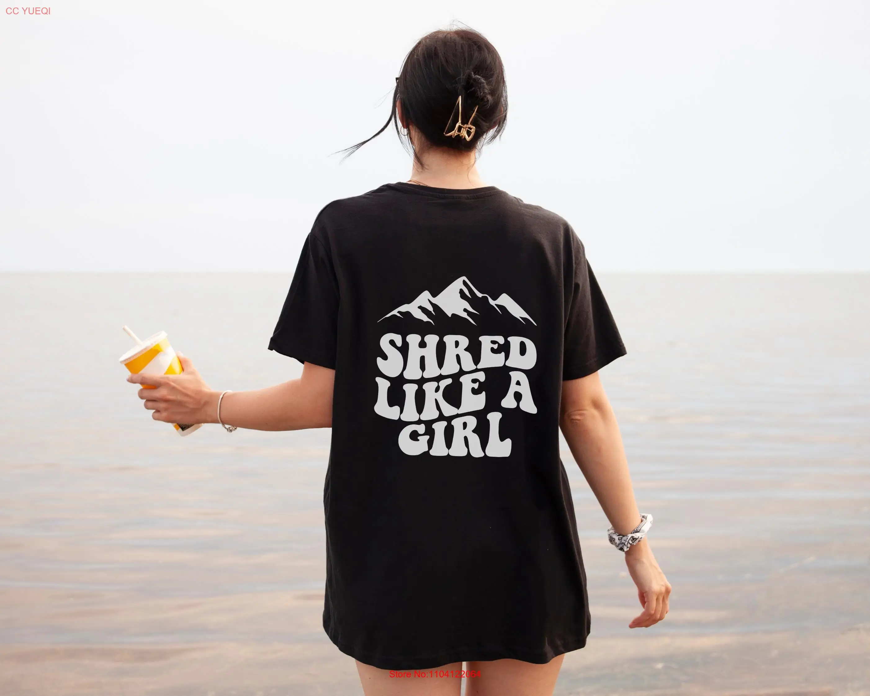 Ski T Shirt Snowboard Shred Like a Girl Girls Skiing Girl's Snowboarding for long or short sleeves