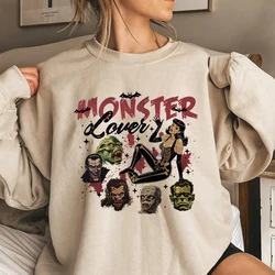 Monster Lover Halloween Sweatshirt Monster Mash Horror Movie Shirt Frankenstein Munster Hoodie Witch Vampire Vintage Sweatshirts