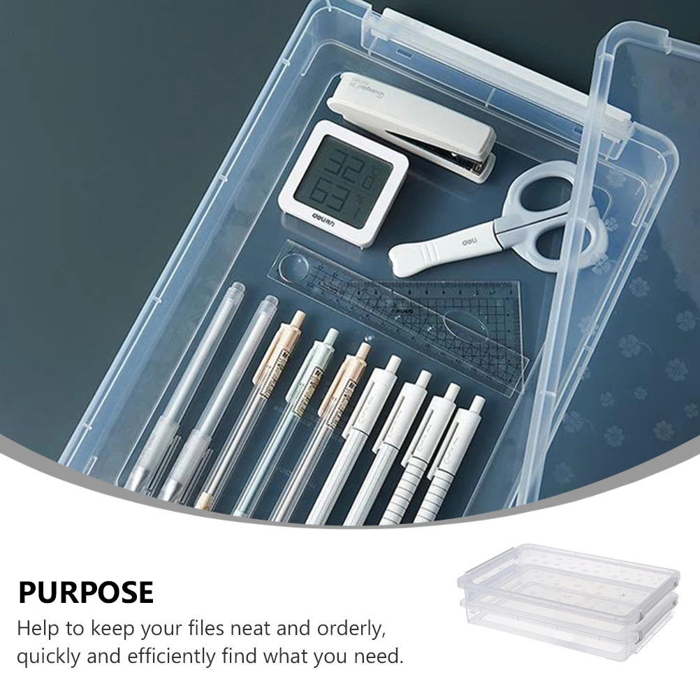 

Transparent Storage Box File Container Organizer Paper Office Lightweight Document Holder PP Material Files Magazines
