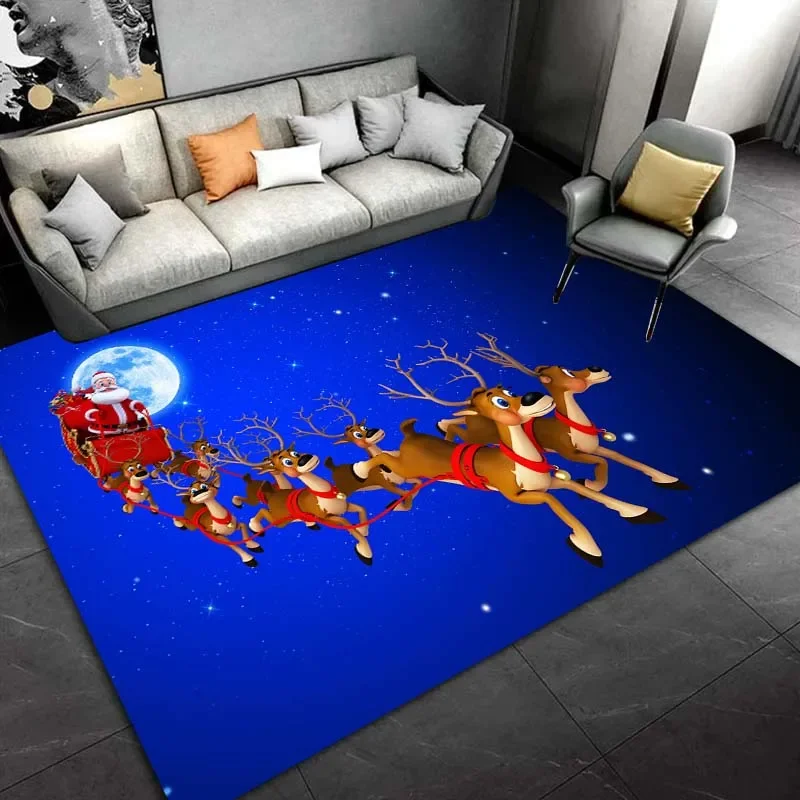 3D Christmas cartoon carpet, living room bedroom home decor carpet garden lawn carpet kitchen bathroom Mat Christmas present