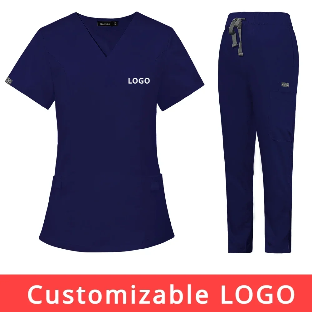 Customizable LOGO Medical Scrubs Uniform Women Scrub Sets Nursing Hospital Surgery Gowns Dental Clinic Beauty Salon Workwear