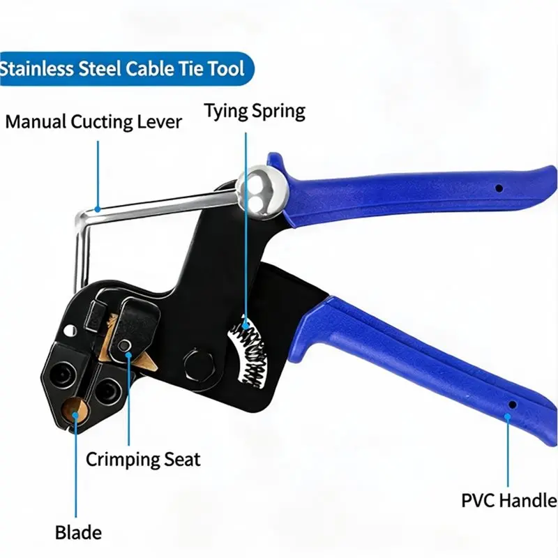 AB33-Stainless Steel Fastening& Cutting Plier Automatic Tensioning Hand Tool For Cable Tie For Secure Strap Binding Applications