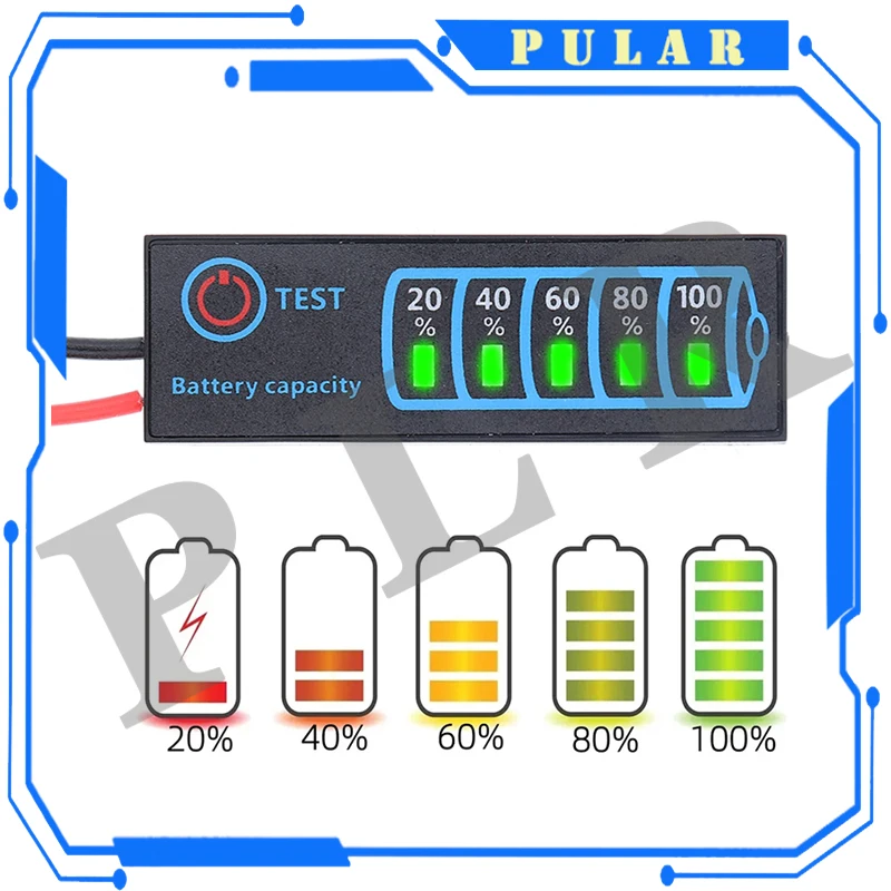 PLR DC 5V-30V 2-8S Battery Level Indicator Li-ion Li-Fe-Phosphate capacity display tester