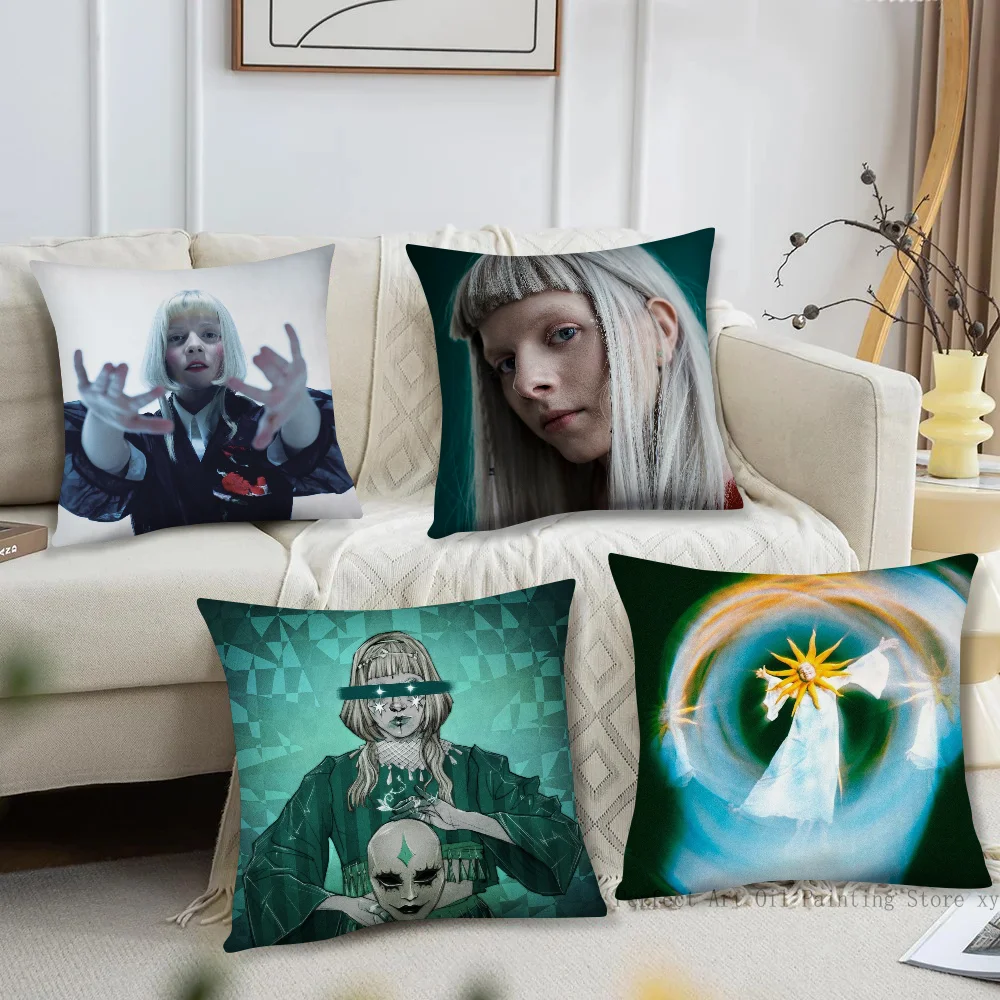 

Aurora Aksnes Singer Pillow Case Square Pillow Bedroom Sofa Leisure Comfort Cushion Car Living Room Home Decoration