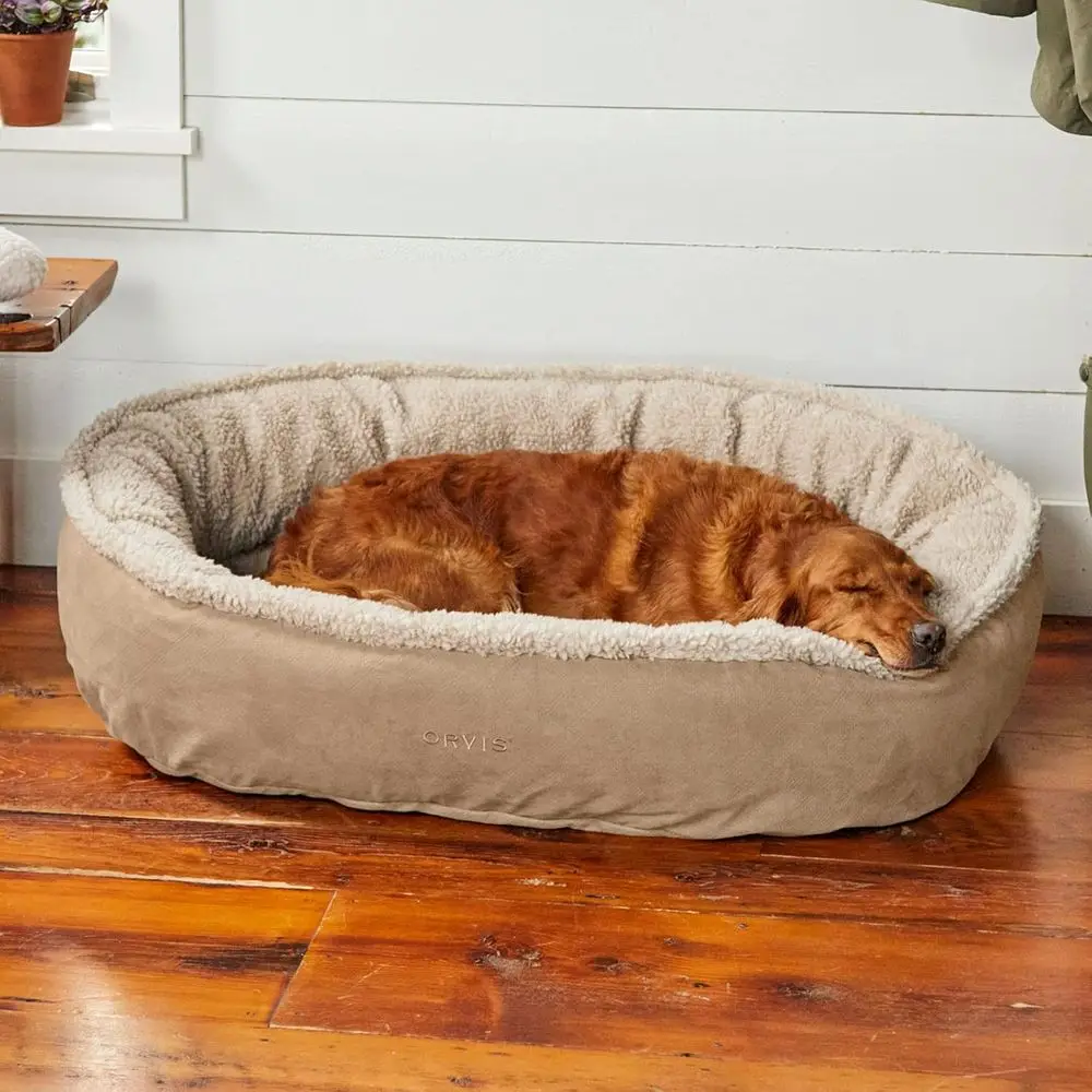 

Comortill-Eco leece Wraparound Dog Bed - Sot Dog Beds with 360-Degree Support or Small, Medium, Large Dogs, Khaki - L