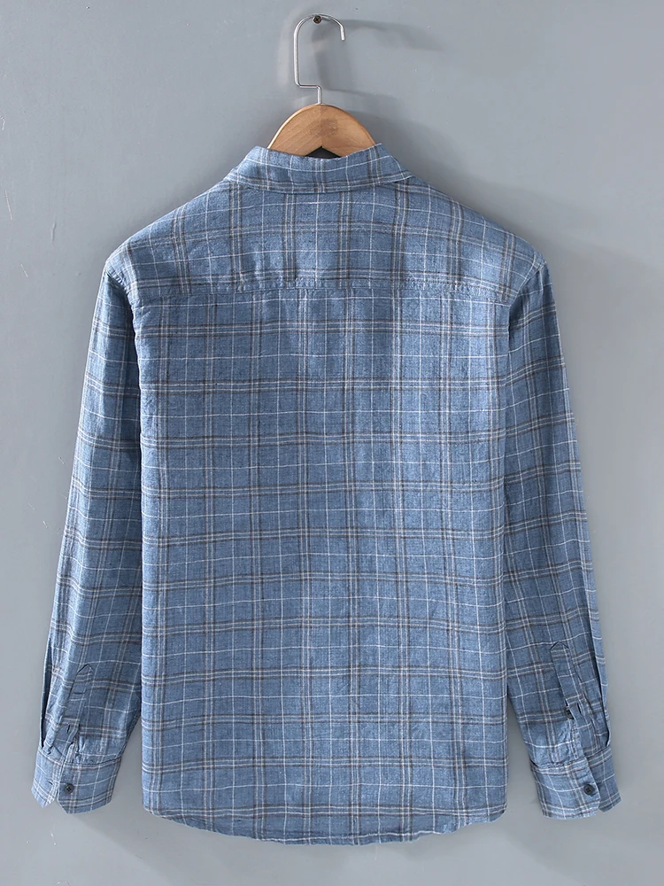 Fashionable Loose Long Sleeve Men's Shirt Casual Striped Color Block Design Youth Versatile Checkered Shirt Autumn Wear