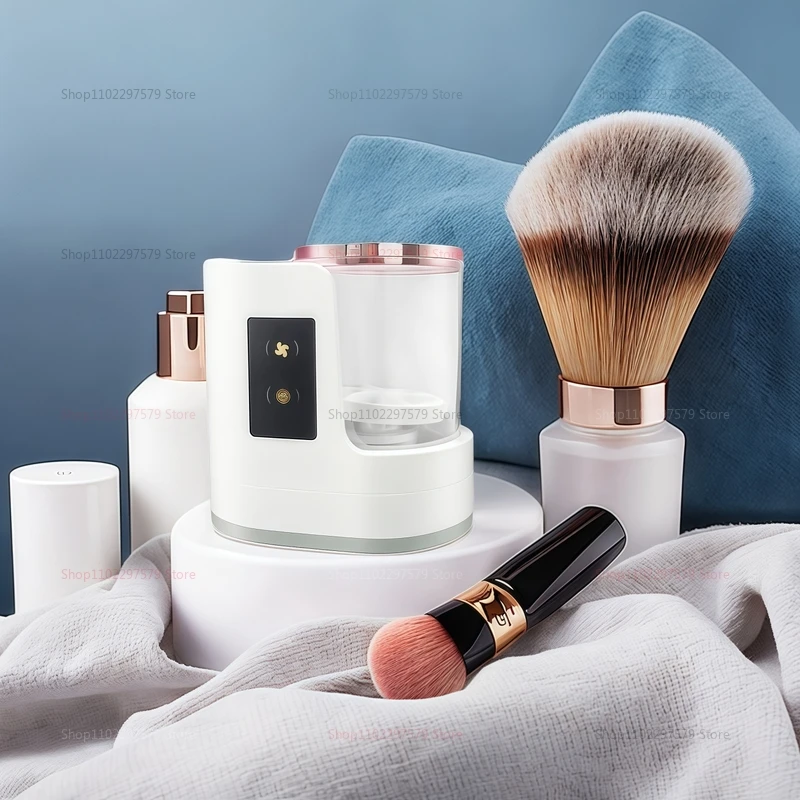 Limpiador de brochas de maquillaje eléctrico, secador con carga USB, Kit de limpieza de brochas de belleza portátil para sombra de ojos, colorete, herramientas faciales, estante de almacenamiento