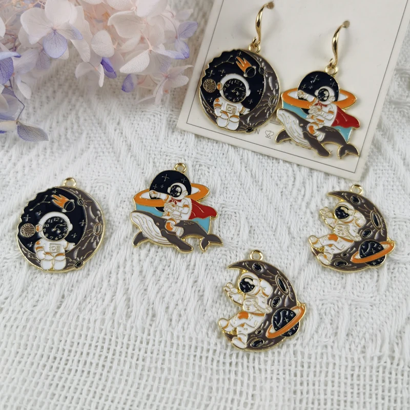 ApeUr 10pcs moon whale astronaut Charms Jewelry Findings DIY  Pendants Earrings