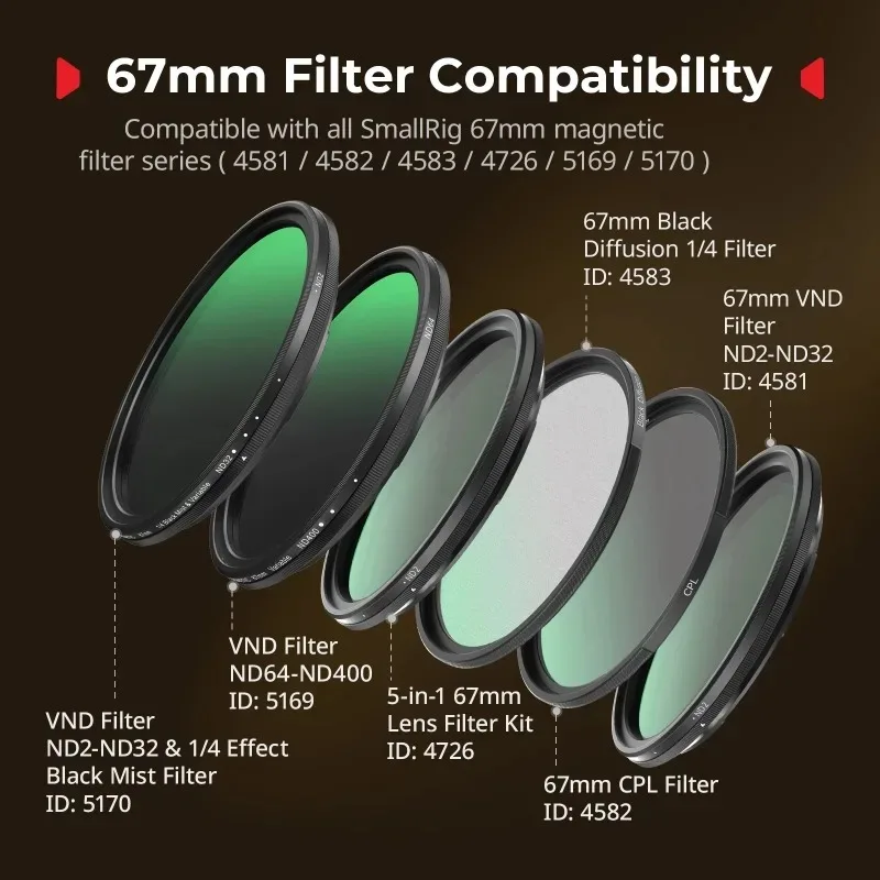 Smallrig FilMov Magnetic Lens Filter Adapter Ring for iphone 17Pro/proMax Photography Accessory Attachable 67mm Filter 5547/5548
