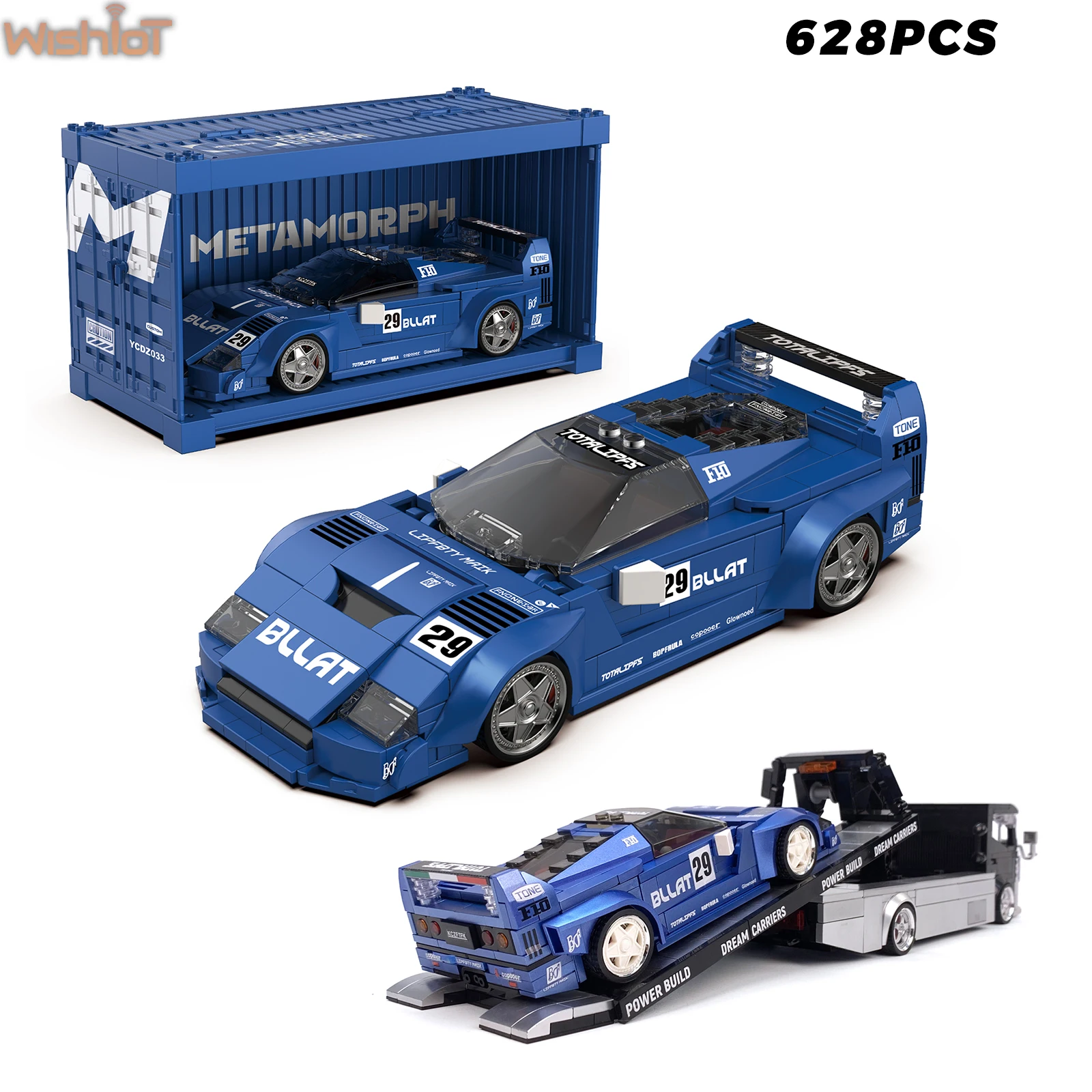 

394PCS Racing Car Supercar Model with Display Box PowerBuild METAMORPH Series Classic Track Sports Car Boys Collectible Toy Gift