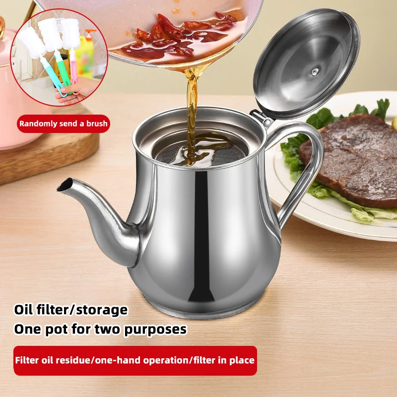 

Obelix Stainless Steel Oil Can Kitchen Oil Filter Bottles Cooking Oil Separator Container Filter Mesh Teapot Kettle Coffee Pots