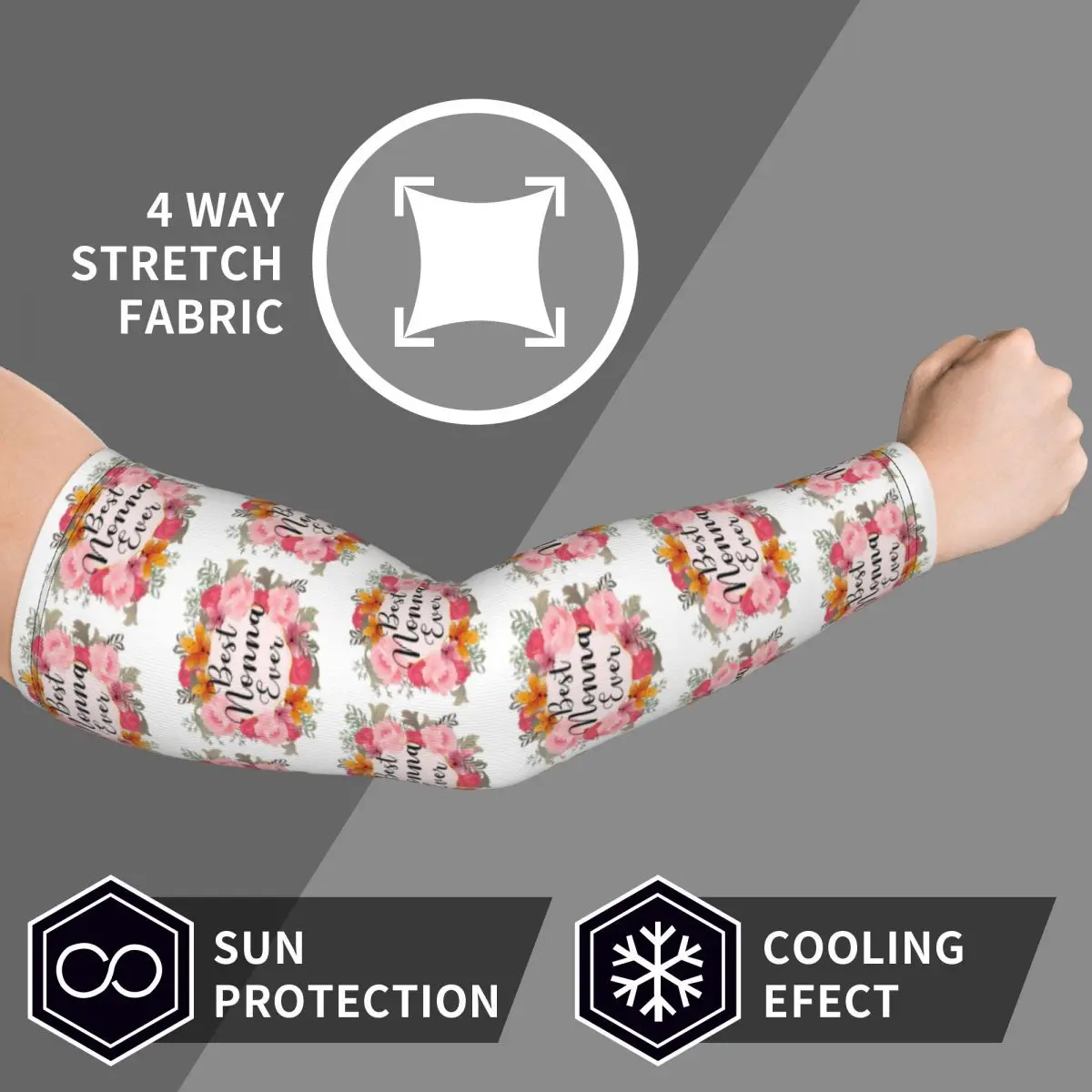 Beste Nonna Ever – Lustige Oma-Mutter-Armstulpen für Männer und Frauen, Sonnenschutz, UV-Schutz, Tattoo-Abdeckung, Sport, kühlend, Radfahren