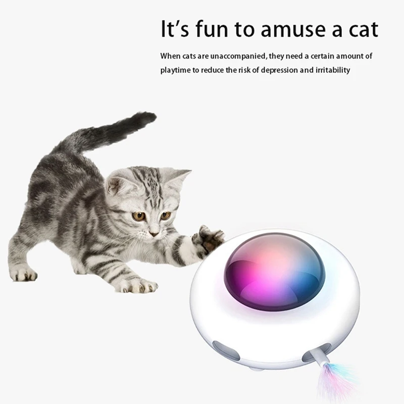 Cute Toy Smart Teaser UFO Pet Turntable Catching Training Toys USB Charging Interactive AUTO Pet Toy