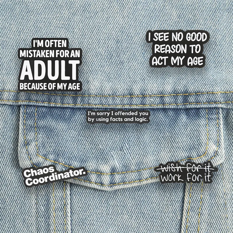 Sarcastic Text Badges Work For It Enamel Pin I'm Sorry I Offended You By Using Facts And Logic Brooch Accessories