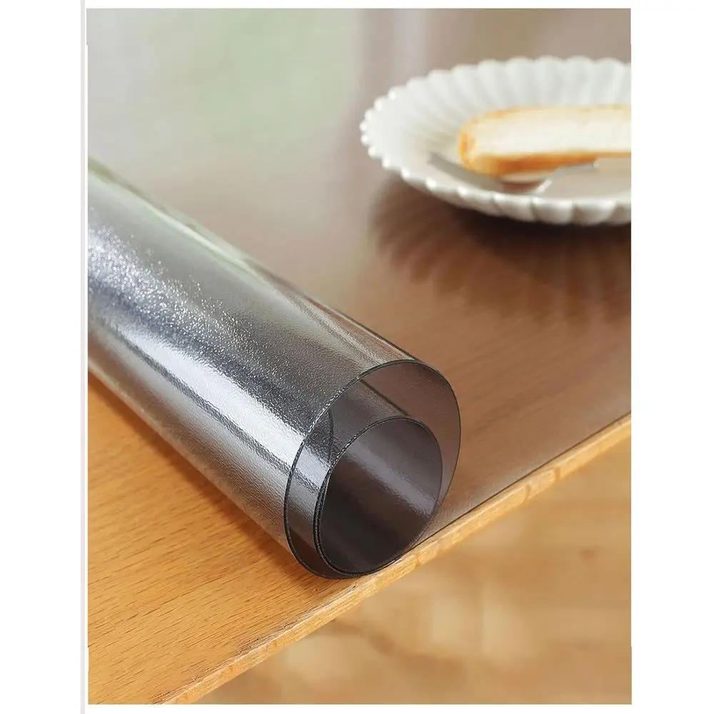 

67x25 InchClear Table Cover Protector,PVC Tablecloth Plastic Desk Cover Mat,Black 2mm Waterproo Desktop Mat,Heat Resistant Trans