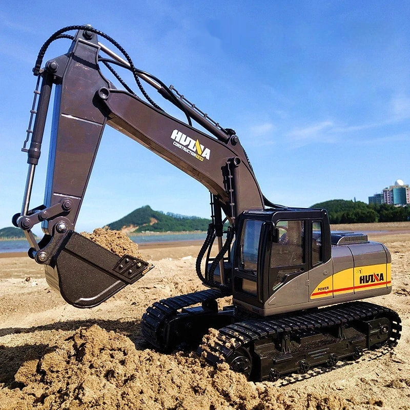 New Huina 592 Large Excavator Engineering Vehicle Rc Toys 1:14 Remote Control Alloy Excavator Children\'s Toys Christmas Gift