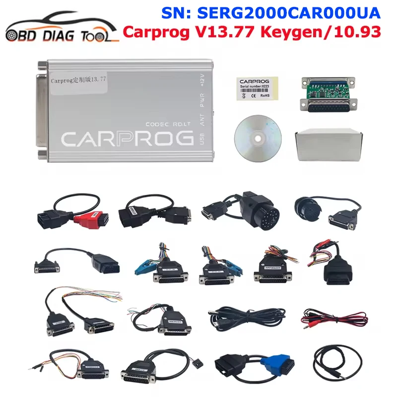 Online Carprog V13.77 SERG2000CAR000UA Adapter CarProg V8.21/V10.93 OBD2 ECU Repair Tool For Airbag/Radio/IMMO ECU Programmer