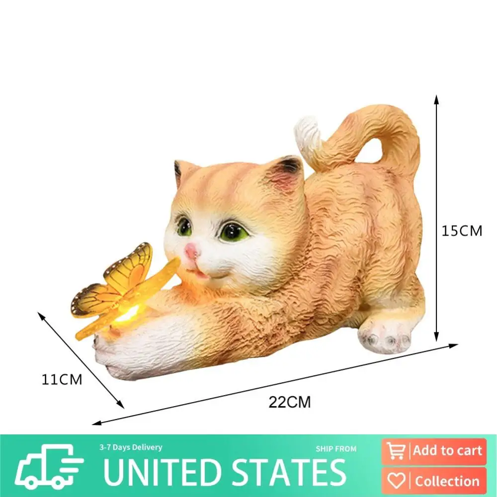

Солнечная садовая статуя кошки Солнечные статуи кошки с подсветкой Бабочка Газон Художественное украшение Солнечная садовая статуя Кошачий газон Орнамент