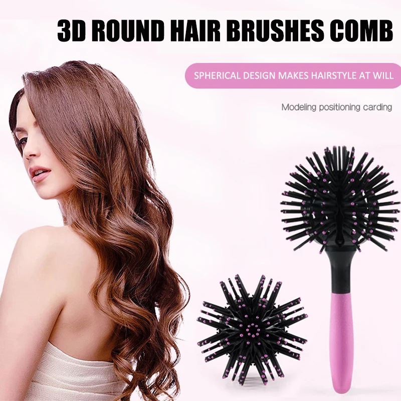 3D Round Hair Brushes Comb Salon Make Up 360 Degree Ball Styling Tools Magic Detangling Hairbrush Heat Resistant Hair Comb curly