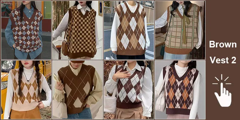 Green Knit Vest Printed Sleeveless Pullover Oversized Women Sweater Vest 2026 New Y2K Vintage Knitwear Women's Autumn Clothing