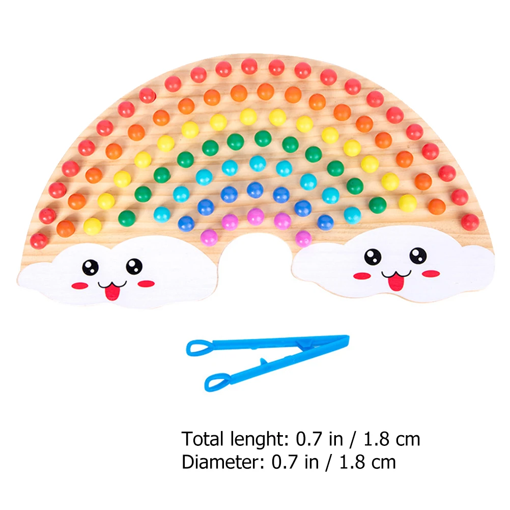 

1 set Wooden Rainbow Bead Board Game Clip Beads Toy Safe Non-Toxic Early Learning Interactive Toy Preschool Plaything