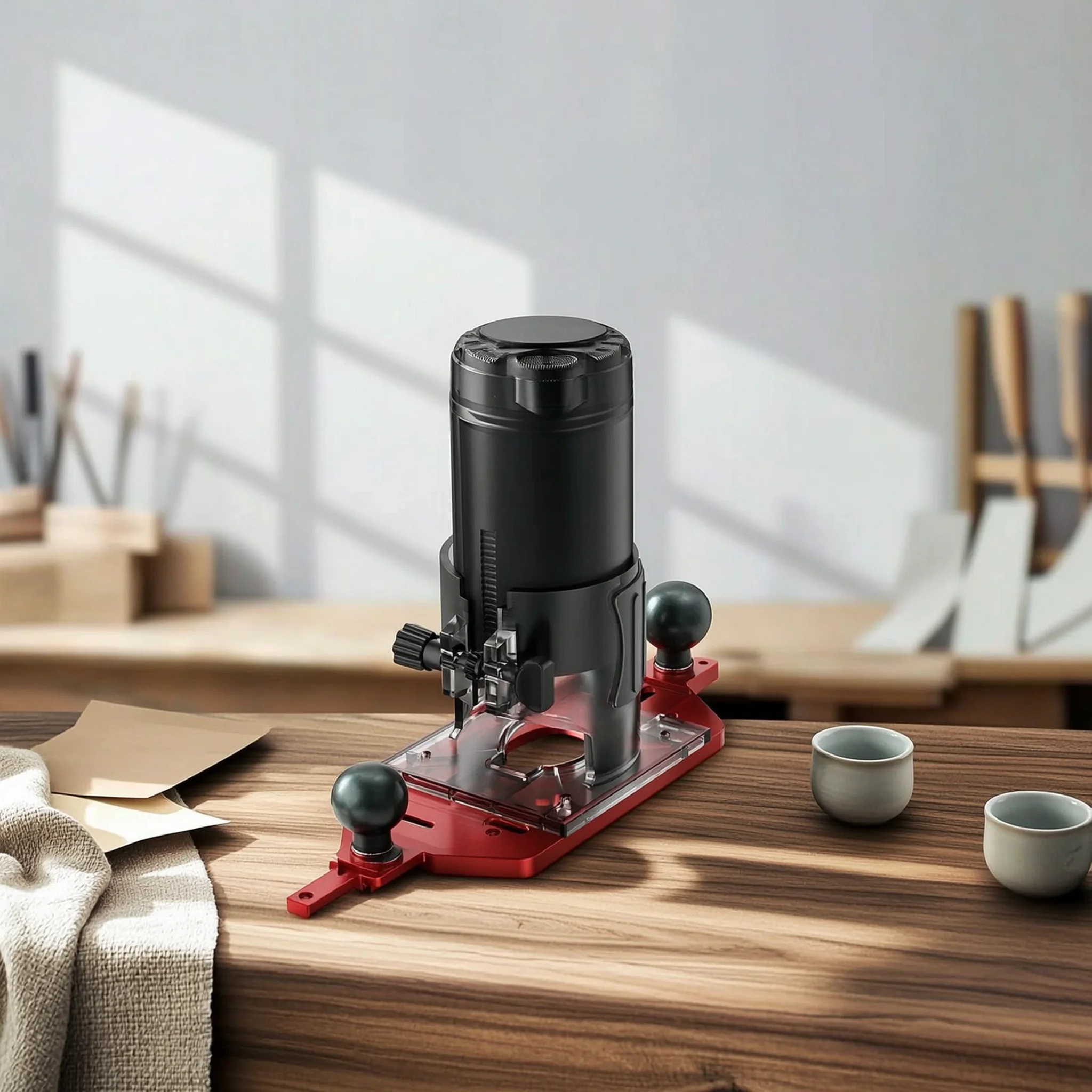 base-per-router-con-righello-di-posizionamento-dispositivo-regolabile-per-taglio-circolare-utensile-compatto-resistente-all'usura