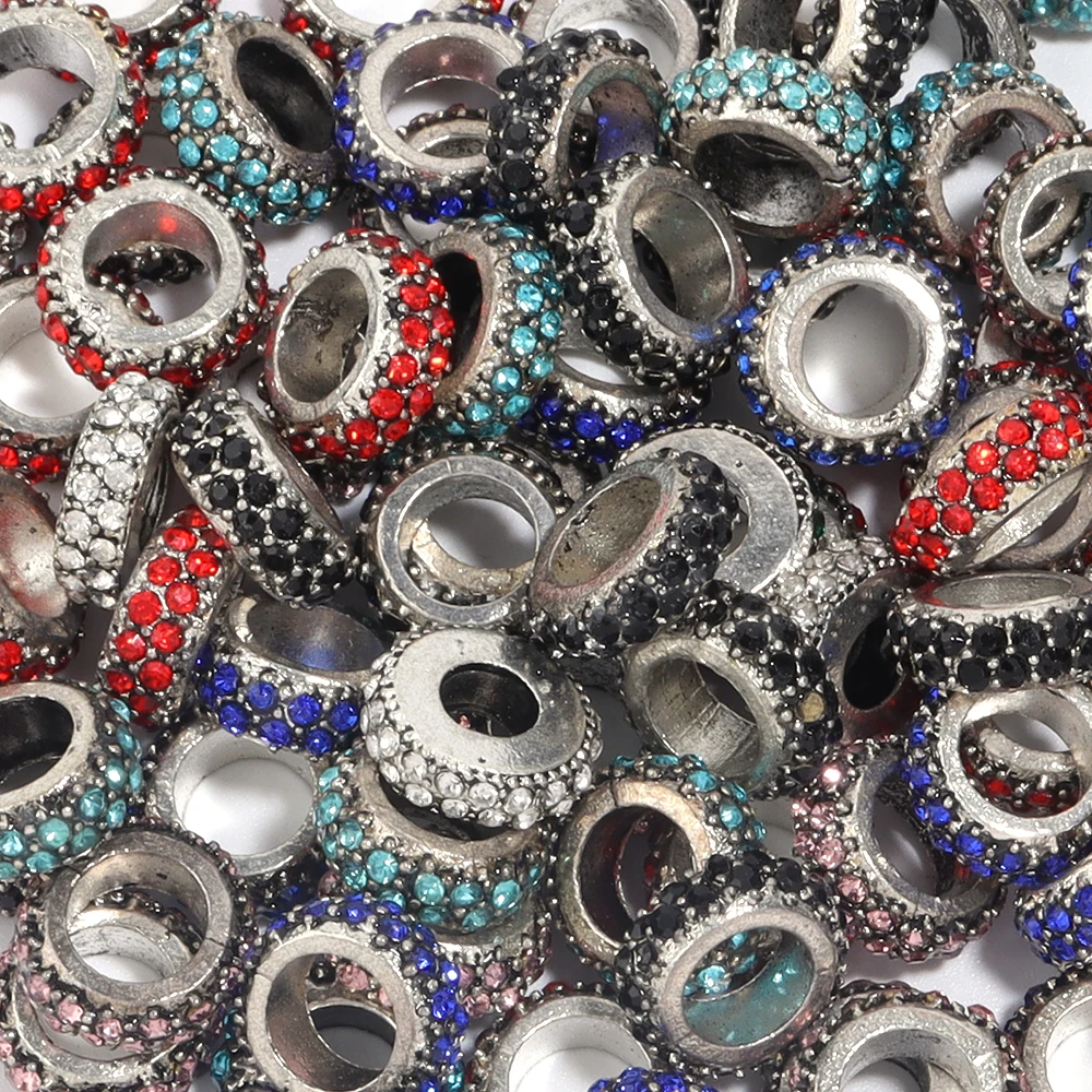 5-10Pcs/Lot Dia 11.5mm Metal Crystal Beads Rhinestone Rondelle Spacer Beads For Jewelry Making Bracelet Necklace DIY Accessories image 6