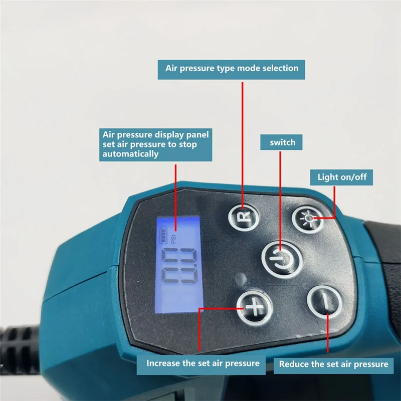 

For 18V Battery Powered Cordless Electric Air Pump For Car Bicycle Tires Balls Portable Air Compressor Inflator