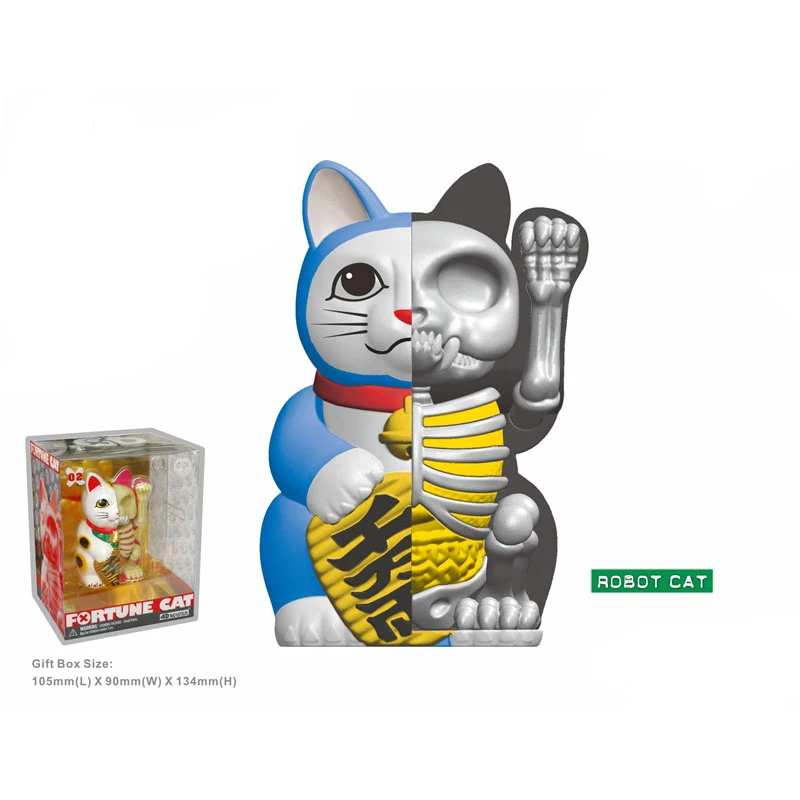 1Pcs 4D MASTER Authentic Artist Mighty Jaxx Cute Robot Cat Lucky Cat Desktop Ornament Collection Model Anime Science Toys