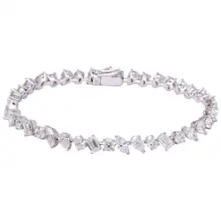 Luxury Iced Out Bling Women Jewelry Classic Geometric Various Shaped CZ Tennis Chain Bracelet