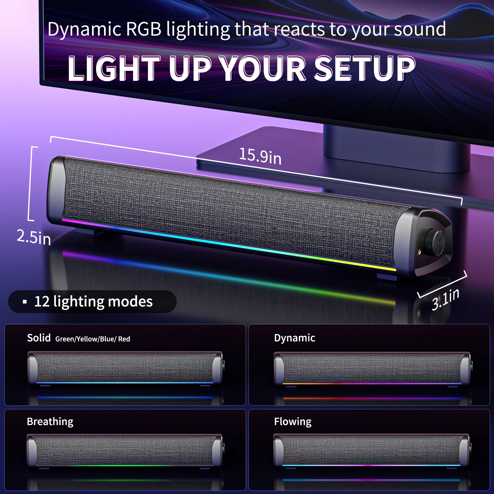 Stoff-Computerlautsprecher für – Rgb Computer Soundbar For Pc Bewertung und Preis