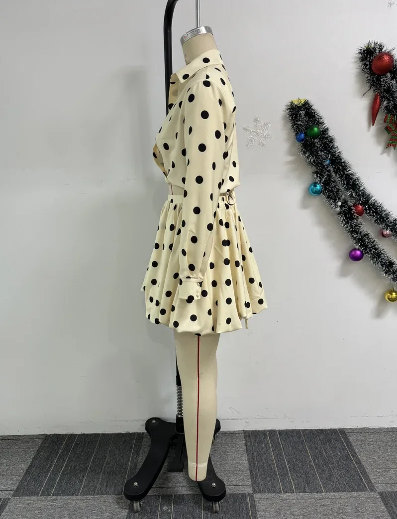 BWQ Damesset met lange mouwen, botprint, blouse, shirt en bubble minirokken, pak 2025, zomermode, twee 2-delige sets, outfit