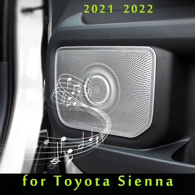 Car Stereo Speaker Door Sticker Cover For Toyota Sienna XL40 4th 2022 2021 Stainless steel Trim Car Styling Auto Accessories