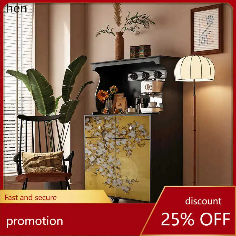 

ZML Solid Wood Sideboard Cabinet Living Room Wall Storage Cabinet Sofa Side Tea Cabinet