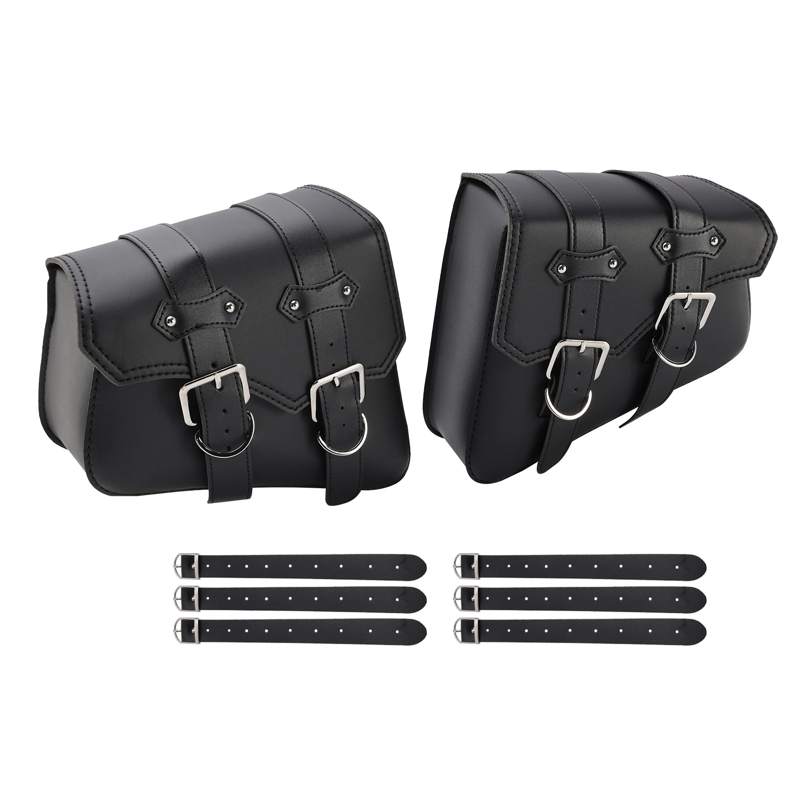 

21L Universal Saddlebag Side Storage Tail Bag Pu Luggage Black For Motorcycle