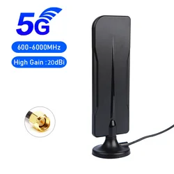 GSM 4G 5G anten manyetik taban yüksek kazanç 20dBi 600-6000MHz Omni Wifi anten yönlendirici Modem için 2 metre kablo SMA erkek