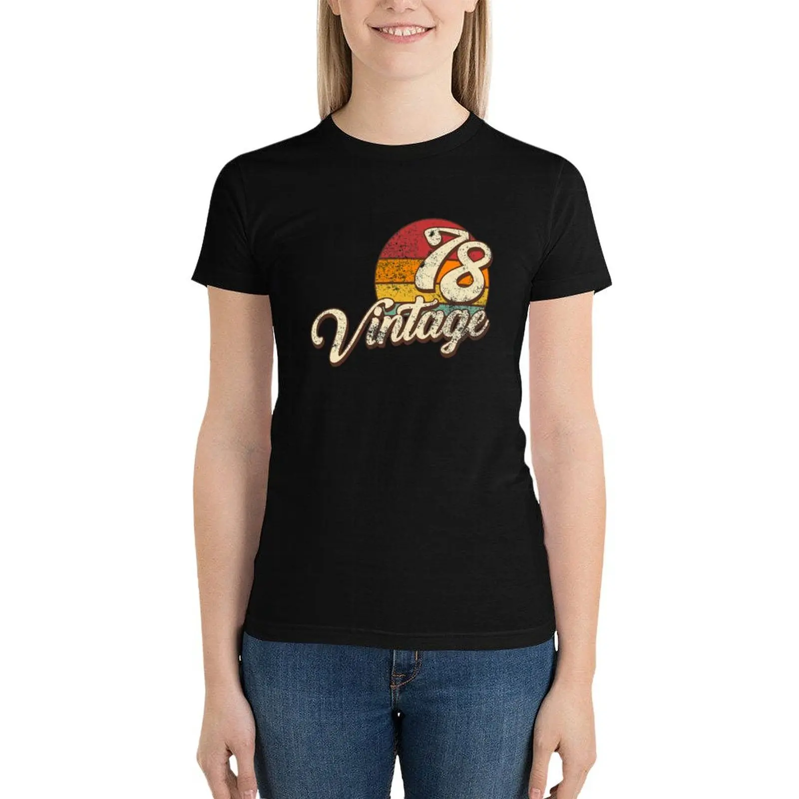 

Vintage 1978 T-Shirt shirts graphic tees anime clothes workout shirts for Women loose fit