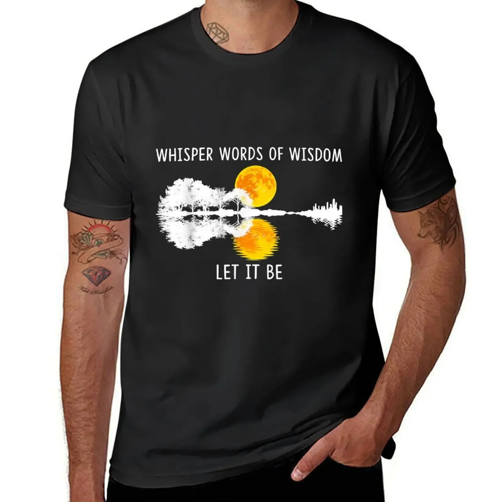 

Whisper Words Of Wisdom Let-It Be Tshirt Guitar Lake Shadow T-Shirt graphic t shirt vintage sweat funny t shirts men