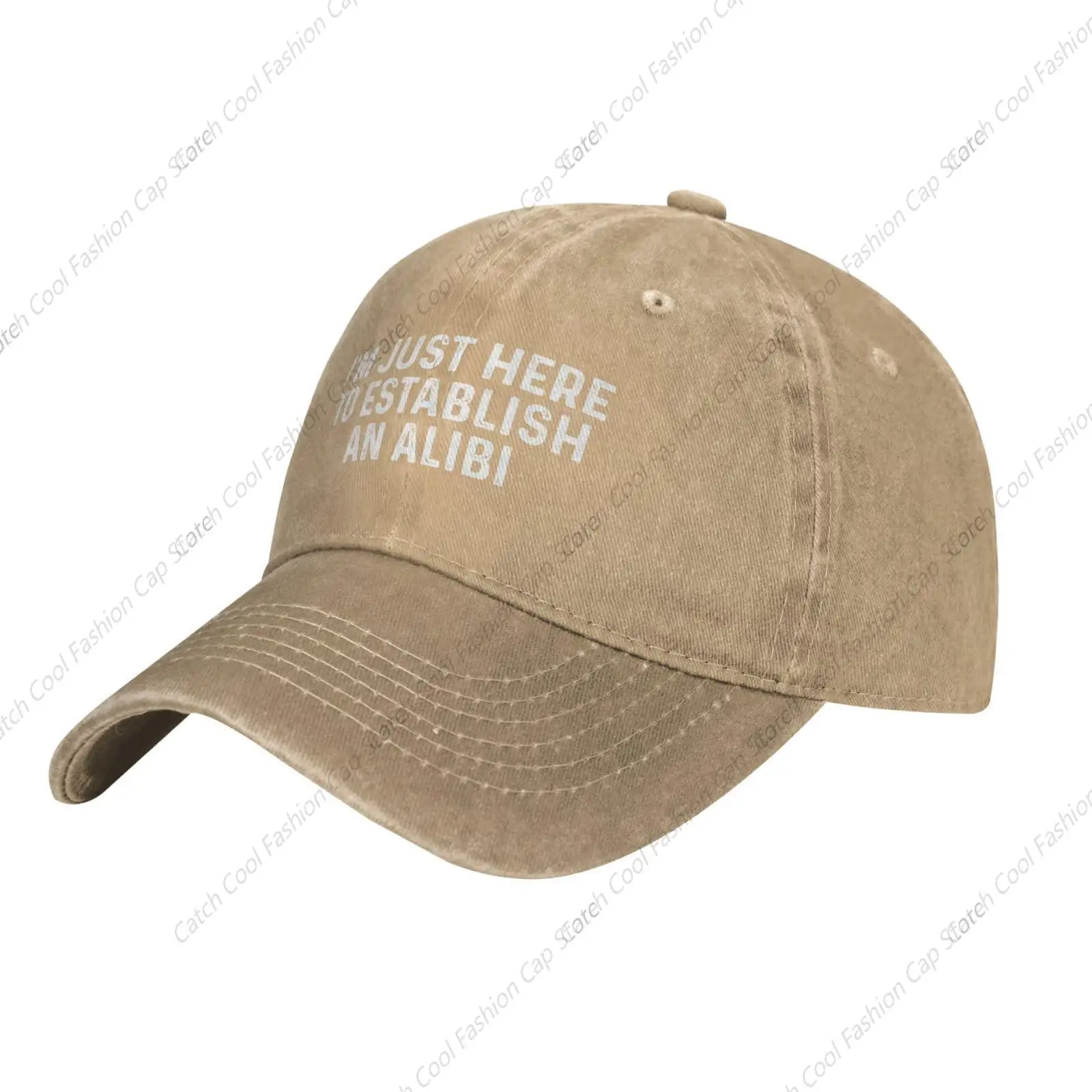 I'm Just Here to Establish an Alibi Baseball Cap for Men Women Vintage Trucker Denim Hat Washed Cotton Fashion Unisex Adjustable