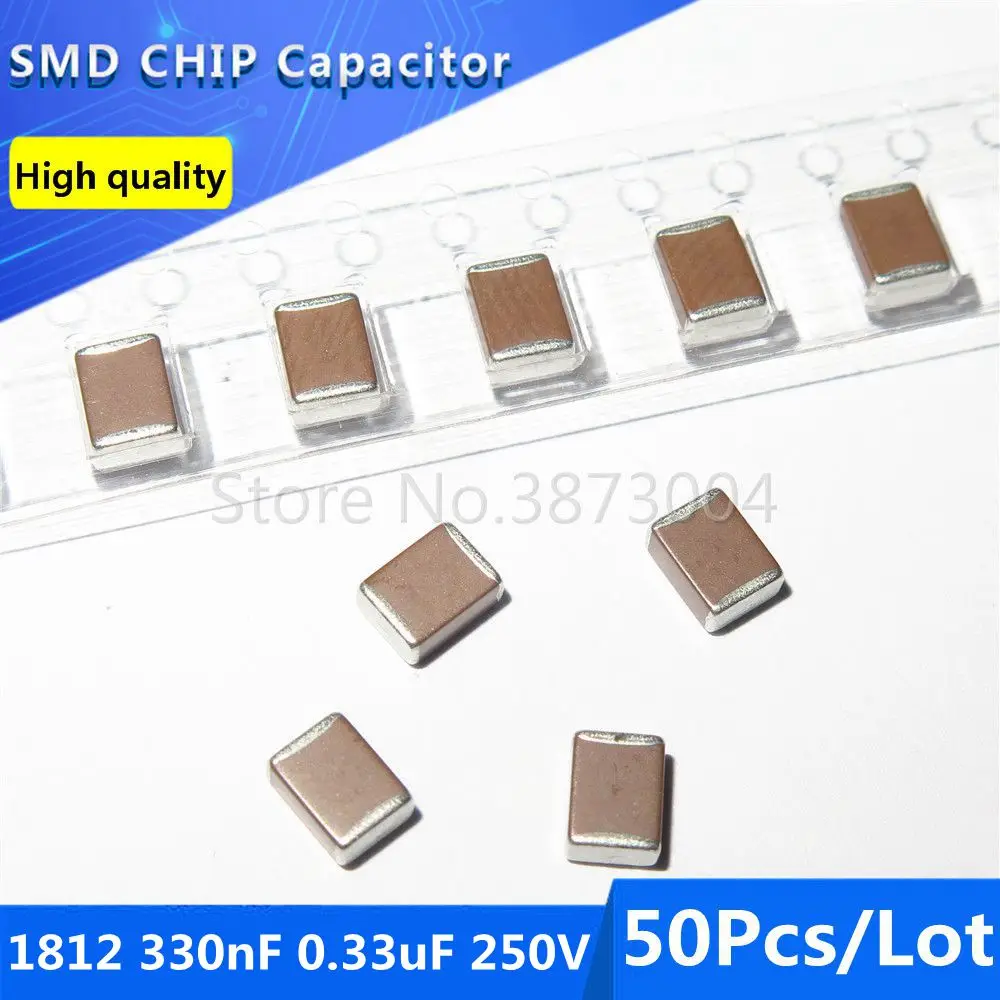 50pcs 1812 4532 330nF 0.33uF 100V 10% Thick Film Chip Multilayer Ceramic Capacitor